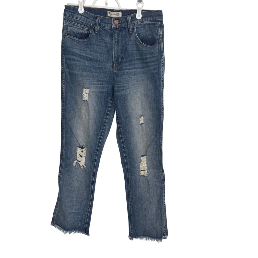 Madewell Jeans Women's 10"High Riser Demi Boot Denim Distressed Sz 29